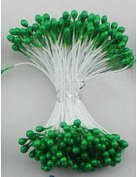 Estambres para flores perlado verde