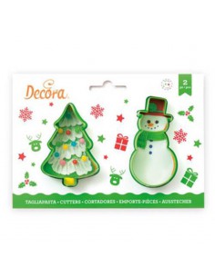 Cortadores Abeto y Muñeco de nieve plástico
