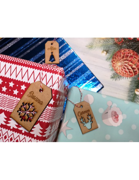 Etiquetas navidad personalizada en madera